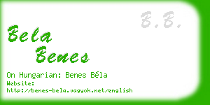 bela benes business card